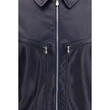 Brunello Cucinelli Blue Calf Leather Bos Taurus Leather Jacket
