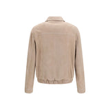 Brunello Cucinelli Beige Calf Leather Bos Taurus Leather Jacket