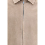 Brunello Cucinelli Beige Calf Leather Bos Taurus Leather Jacket