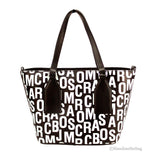 Marc Jacobs Small Black White Monogram Print Saffiano Leather Tote Crossbody Bag