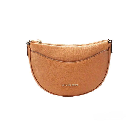 Michael Kors Dover Small Luggage Pebbled Leather Half Moon Crossbody Bag Purse