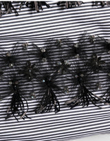 Dolce & Gabbana BlackGray Pinstripe Embellished Trouser Pants