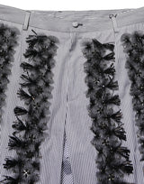 Dolce & Gabbana BlackGray Pinstripe Embellished Trouser Pants