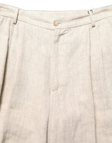 Dolce & Gabbana Beige Linen Tapered Men Dress Trouser Pants