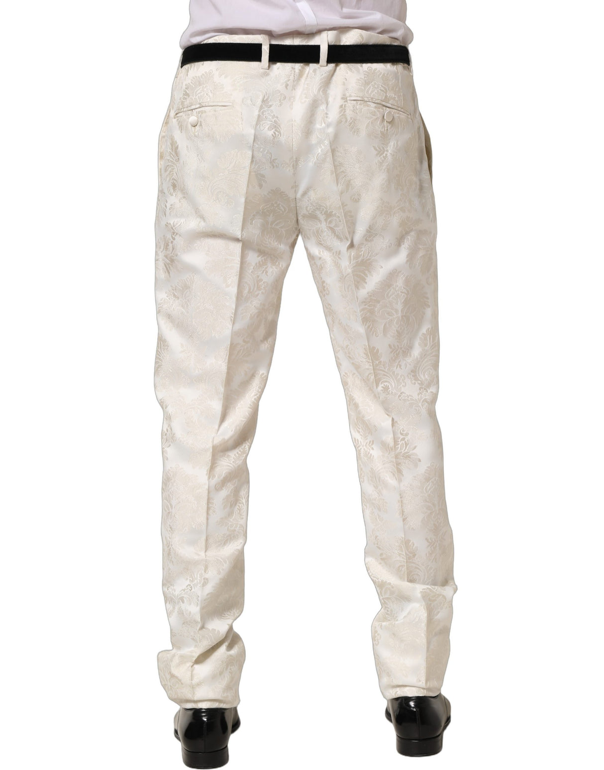 Dolce & Gabbana White Floral Men Dress Formal Trouser Pants