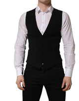 Dolce & Gabbana Black Wool Single Breasted Waistcoat Vest