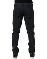 Dolce & Gabbana Black Cotton Mid Waist Skinny Men Denim Jeans