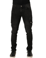 Dolce & Gabbana Black Distressed Cargo Cotton Men Denim Jeans
