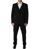 Dolce & Gabbana Black Wool Slim Fit Formal 3 Piece Men Suit