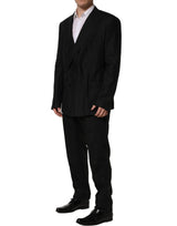 Dolce & Gabbana Black Linen Slim Fit Formal 2 Piece Suit