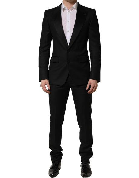 Dolce & Gabbana Black Wool Slim Fit Formal 2 Piece Men Suit
