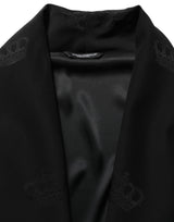 Dolce & Gabbana Black 100% Silk Robe Men Wrap Coat Jacket