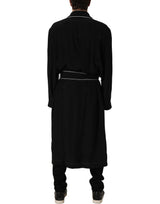 Dolce & Gabbana Black 100% Silk Robe Men Wrap Coat Jacket