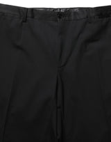 Dolce & Gabbana Black Wool Tapered Leg Dress Trouser Pants