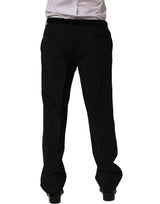 Dolce & Gabbana Black Wool Tapered Leg Dress Trouser Pants