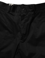 Dolce & Gabbana Black Cotton Tapered Leg Dress Trouser Pants