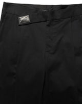 Dolce & Gabbana Black Cotton Straight Leg DressTrouser Pants