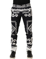 Dolce & Gabbana Black Cotton Poplin MarinaPrint Trouser Pants