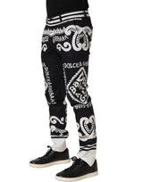 Dolce & Gabbana Black Cotton Poplin MarinaPrint Trouser Pants