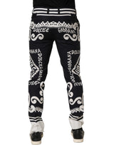 Dolce & Gabbana Black Cotton Poplin MarinaPrint Trouser Pants