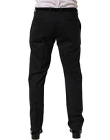 Dolce & Gabbana Black Wool Tapered Leg Dress Trouser Pants