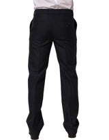 Dolce & Gabbana Black Wool Tapered Leg Dress Trouser Pants