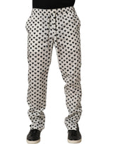 Dolce & Gabbana White Graphic Heart Print Men Trousers Pants