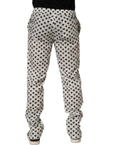 Dolce & Gabbana White Graphic Heart Print Men Trousers Pants