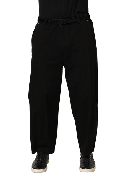Dolce & Gabbana Black Mid Waist Straight Men Trouser Pants
