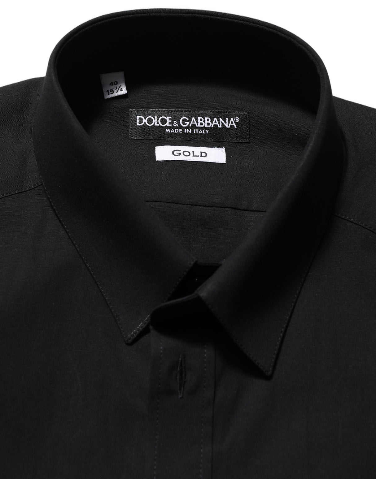 Dolce & Gabbana Black Cotton Stretch GOLD Fit Dress Shirt