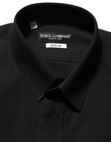 Dolce & Gabbana Black Cotton Stretch GOLD Fit Dress Shirt
