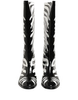 Dolce & Gabbana Black White Zebra Knee High Men Boots Shoes