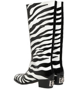 Dolce & Gabbana Black White Zebra Knee High Men Boots Shoes