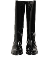 Dolce & Gabbana Black Leather Knee High Heels Boots Shoes