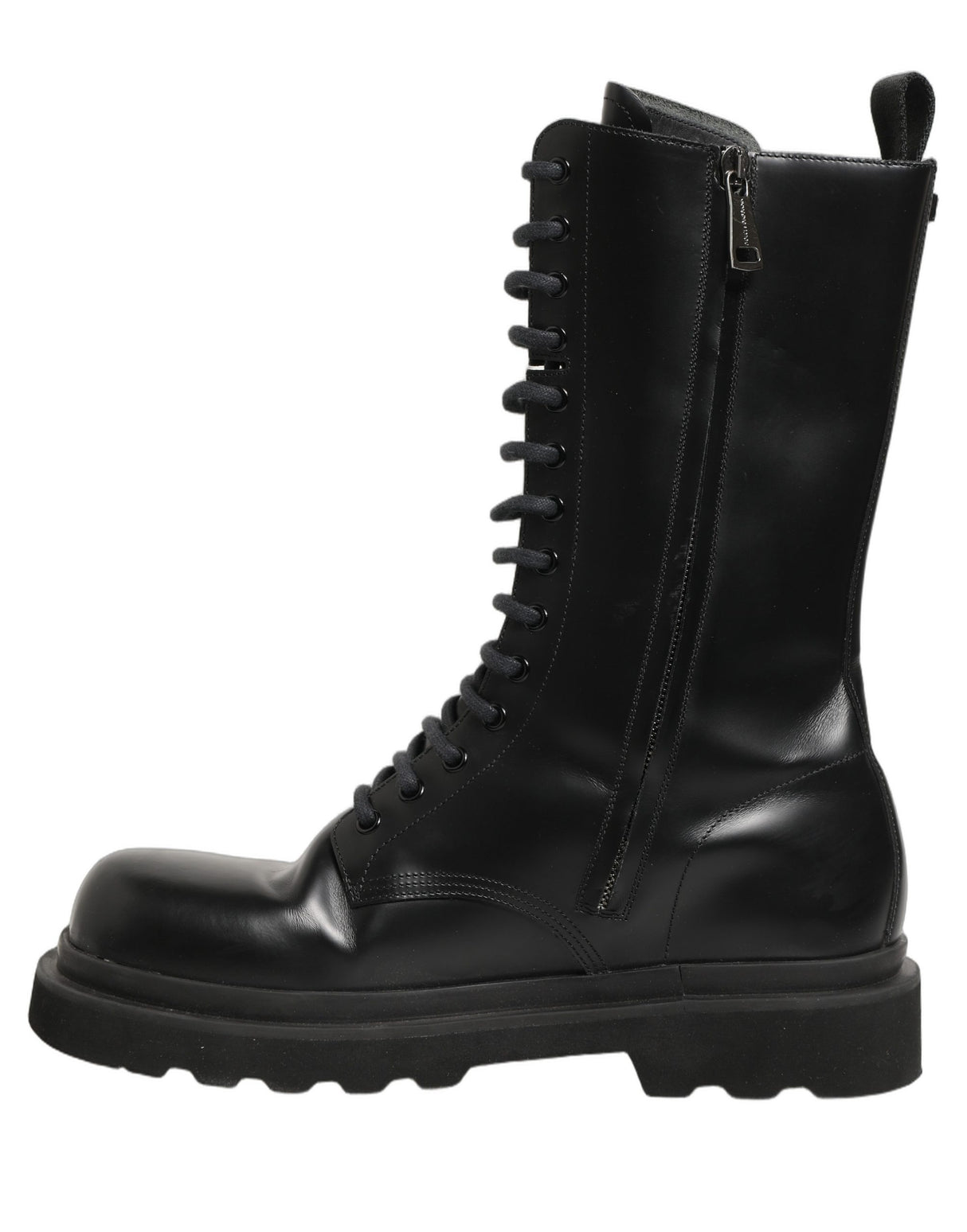 Dolce & Gabbana Black Leather Lace Up Men Combat Boots Shoes