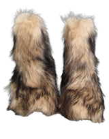 Dolce & Gabbana Brown Faux Fur Mid Calf Men Boots Shoes