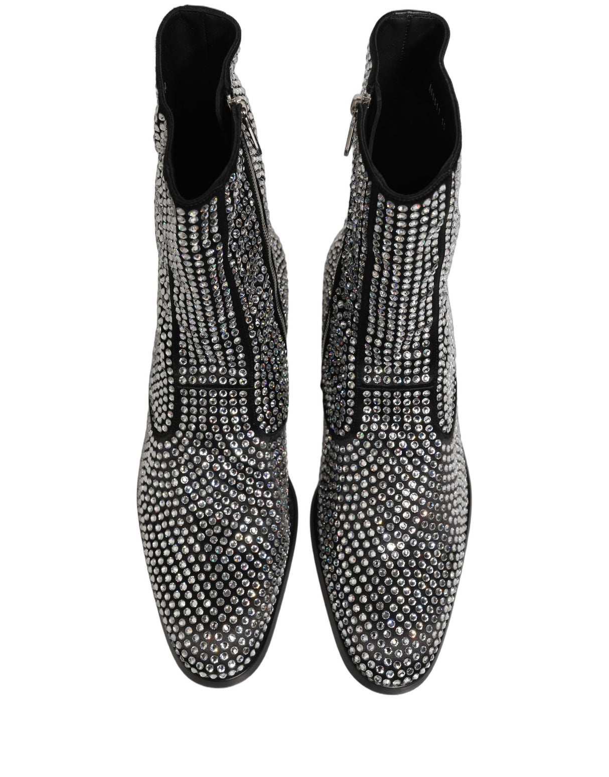 Dolce & Gabbana Black Crystal Embellished Ankle Boots Shoes