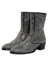 Dolce & Gabbana Black Crystal Embellished Ankle Boots Shoes