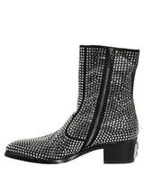 Dolce & Gabbana Black Crystal Embellished Ankle Boots Shoes