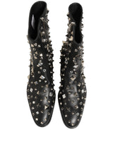 Dolce & Gabbana Black Crystal Embellished Short Boots Shoes
