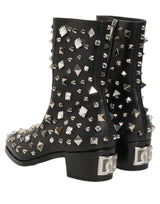 Dolce & Gabbana Black Crystal Embellished Short Boots Shoes