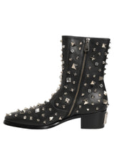 Dolce & Gabbana Black Crystal Embellished Short Boots Shoes