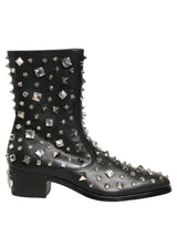 Dolce & Gabbana Black Crystal Embellished Short Boots Shoes
