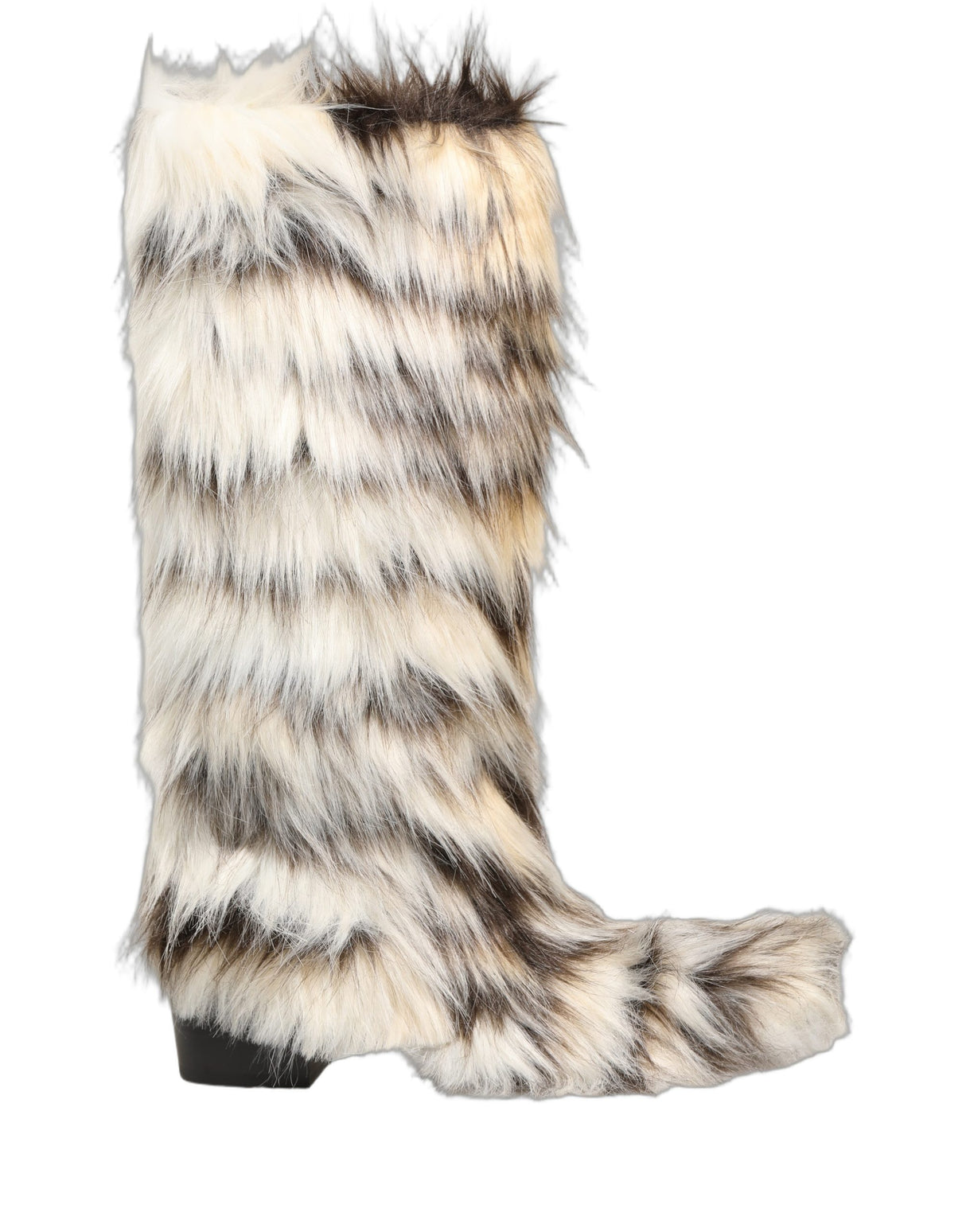 Dolce & Gabbana Multicolor Knee High Faux Fur Boots Shoes