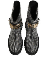 Dolce & Gabbana Black Crystal Embellished Short Boots Shoes