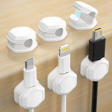 6 Pack Magnetic Cable Clips - Cord Holder - Cord Organizer for Desk - Magnetic Cord Organizer Adhesive Wire Holder Keeper Organizer for Desk Nightstand Phone Charger Computer Home Office Car