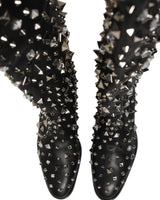 Dolce & Gabbana Black Crystal Embellished High Boots Shoes