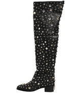 Dolce & Gabbana Black Crystal Embellished High Boots Shoes
