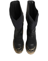 Dolce & Gabbana Black Leather Biker Mid Calf Men Boots Shoes