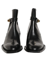 Dolce & Gabbana Black Leather DG Plaque Ankle Boots Shoes